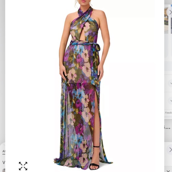 Aiden Dresses & Skirts - Aidan by Aidan Mattox Crinkle Mesh Floral Print Halter Dress Size 2 NWT